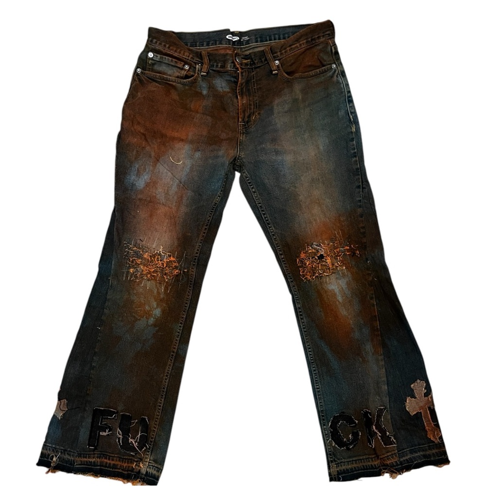 Custom flare Distressed Denim Jeans